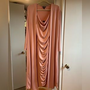 Blush pink maternity duster and dress